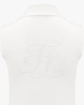 Wide collar sleeveless knit top - White