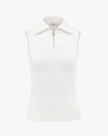 Wide Collar Sleeveless Knit - White