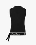 Mesh round neck sleeveless knit - Black