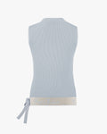 Mesh round neck sleeveless knit - Blue