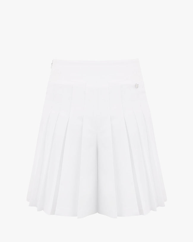 Pleated cropped culottes pants - White