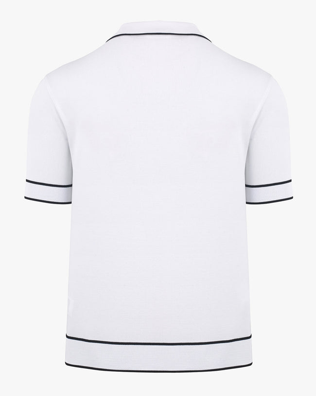 Men's contrast line short sleeve knit top - White