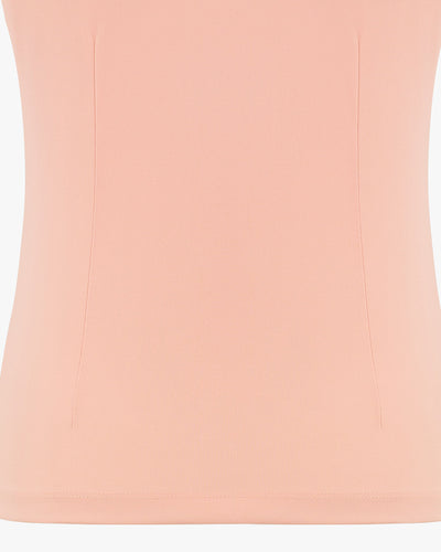 Collar Point Cap Cuff Sleeve T-Shirt - Pink