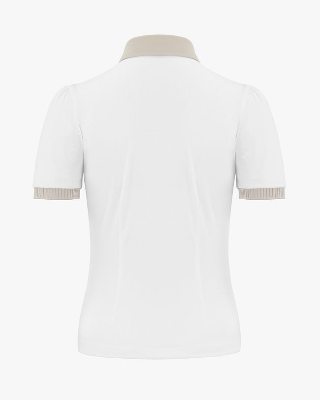 Petit Collar Puff Sleeve T-Shirt - White