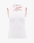 Knitted ribbon point sleeveless top - White