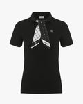 V- Neck Scarf Set Shirt - Black