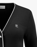 V -neck color scheme line cardigan - Black