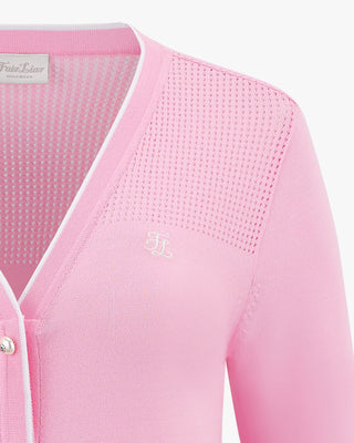 V Neck color scheme line cardigan (Pink)