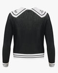 Sailor Collar Mesh Zip-up - Black