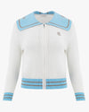 Sailor Collar Mesh Zip-up - White