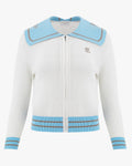 Sailor Collar Mesh Zip-up - White