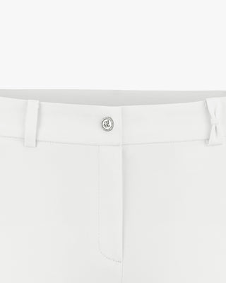 Ribbon Pocket Cropped Stretch Bootcut Pants (White)