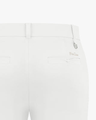 Ribbon Pocket Cropped Stretch Bootcut Pants (White)