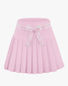 High waist ribbon set pleated skirt - Pink