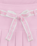 High waist ribbon set pleated skirt - Pink