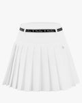 High waist ribbon set pleated skirt - White