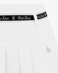 High waist ribbon set pleated skirt - White