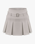 Belt pleated skirt - Beige