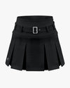 Belt pleated skirt - Black