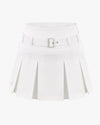 Belt pleated skirt - White