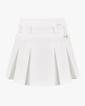 Belt pleated skirt - White