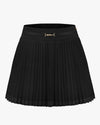 Polka Dot Lace Pleated Skirt - Black