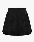 Polka Dot Lace Pleated Skirt - Black