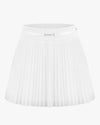 Polka Dot Lace Pleated Skirt - White