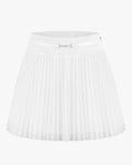 Polka Dot Lace Pleated Skirt - White