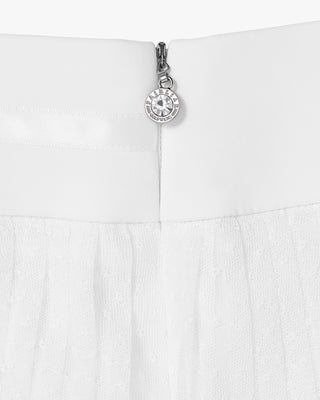 Polka Dot Lace Pleated Skirt (White)