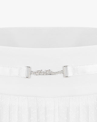 Polka Dot Lace Pleated Skirt (White)