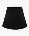 High waist side pleated skirt- Black