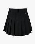 High waist side pleated skirt- Black