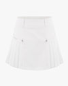 High waist side pleated skirt- White