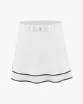 Ribbon belt decorated flared skirt - White