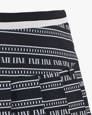 Logo pattern printed pleated skirt - Black