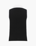 Open Collar Ribbon sleeveless knit - Black