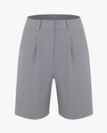 Pintuck Bermuda Shorts - Grey