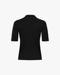 Front ruffled collared Knit - Black