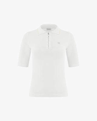 Front ruffled collared Knit - White