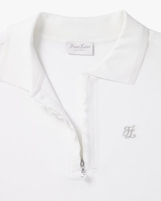 Front ruffled collared Knit - White