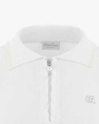 Front ruffled collared Knit - White