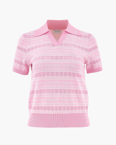 Jacquard short -sleeved knit - Pink