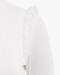 Frill ribbed cool T-shirt -White