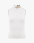 Double high neck sleeveless t-shirt - White