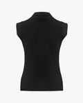 Frill V-neck sleeveless T-shirt - Black