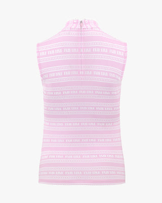 Logo pattern printed sleeveless T-shirt - Pink Coral