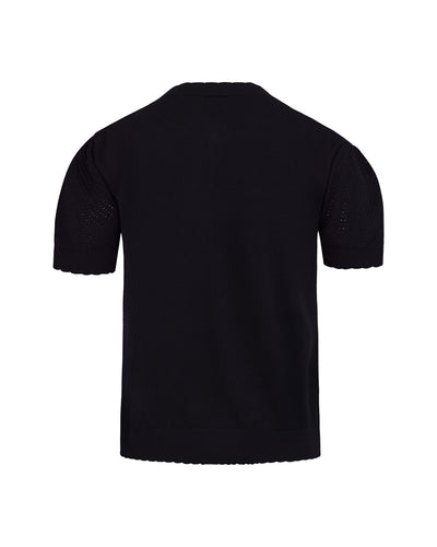 Logo jacquard short sleeve cardigan - Black