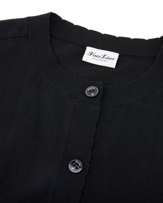 Logo Jacquard Short Sleeve Cardigan - Black