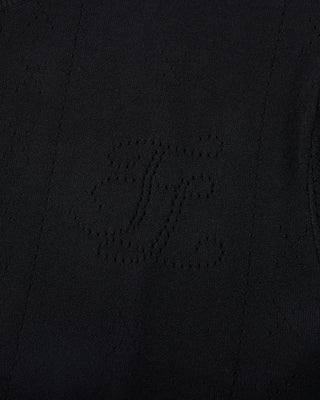Logo Jacquard Short Sleeve Cardigan - Black
